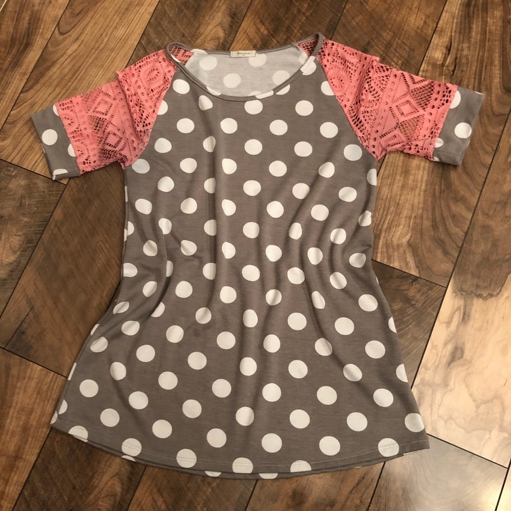 12PM by Mon Ami Polka Dot and Lace Tunic